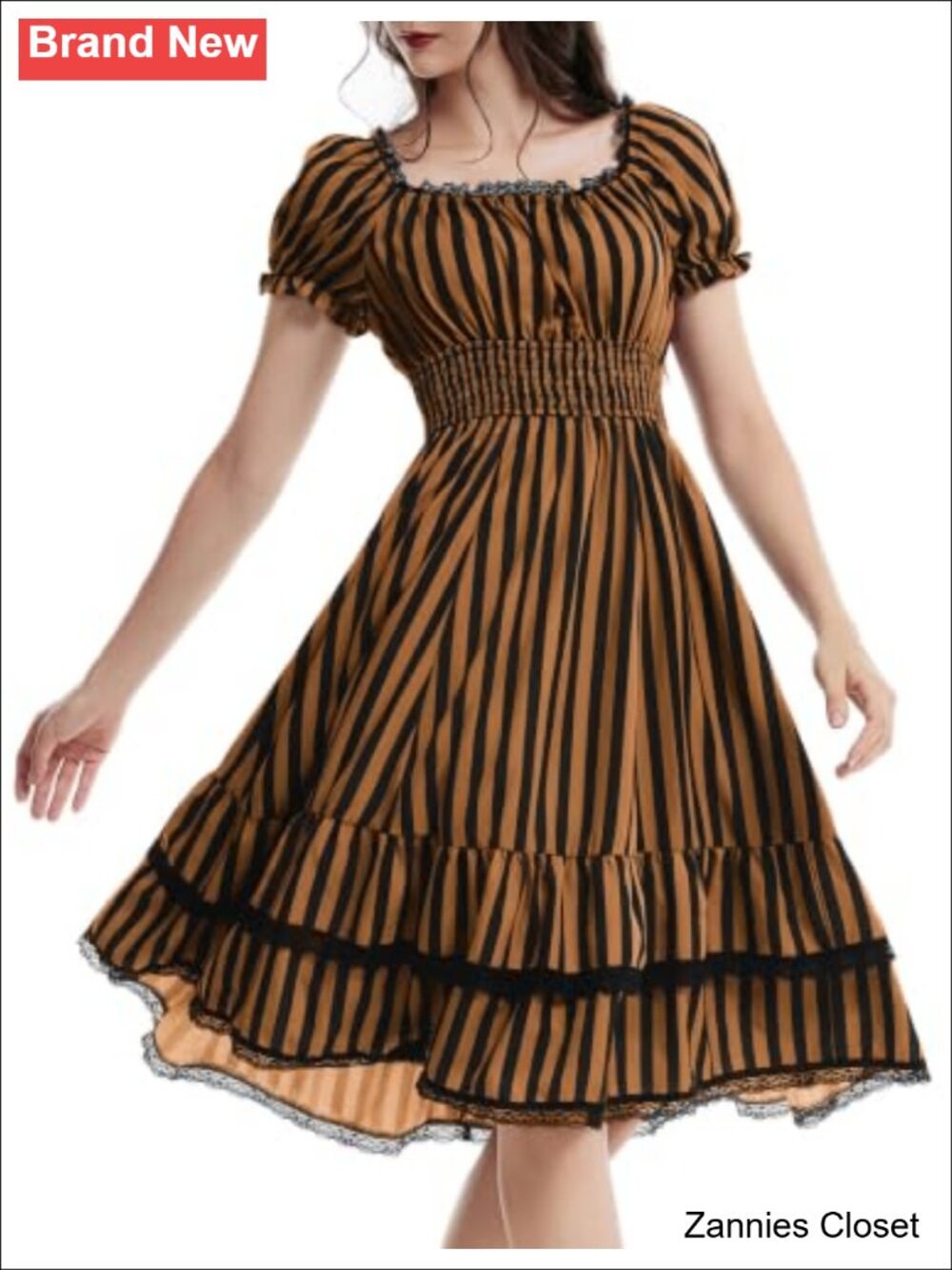 👻 Scarlet Darkness Gothic Pirate Corset A Line Midi Dress with Pockets
